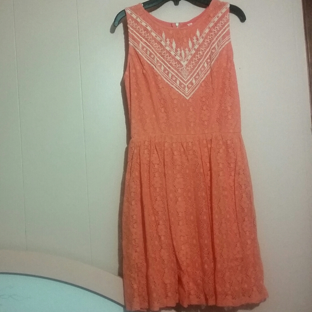 Coral lace dress